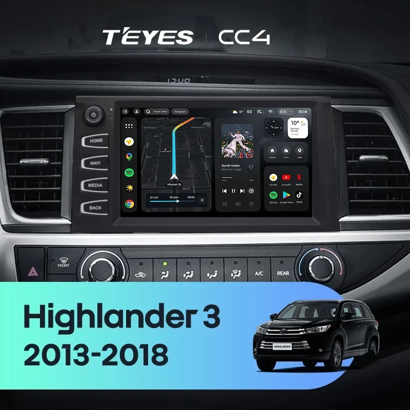 Штатная магнитола Teyes CC4 6/64 Toyota Highlander 3 XU50 (2013-2018) F2 с кнопками