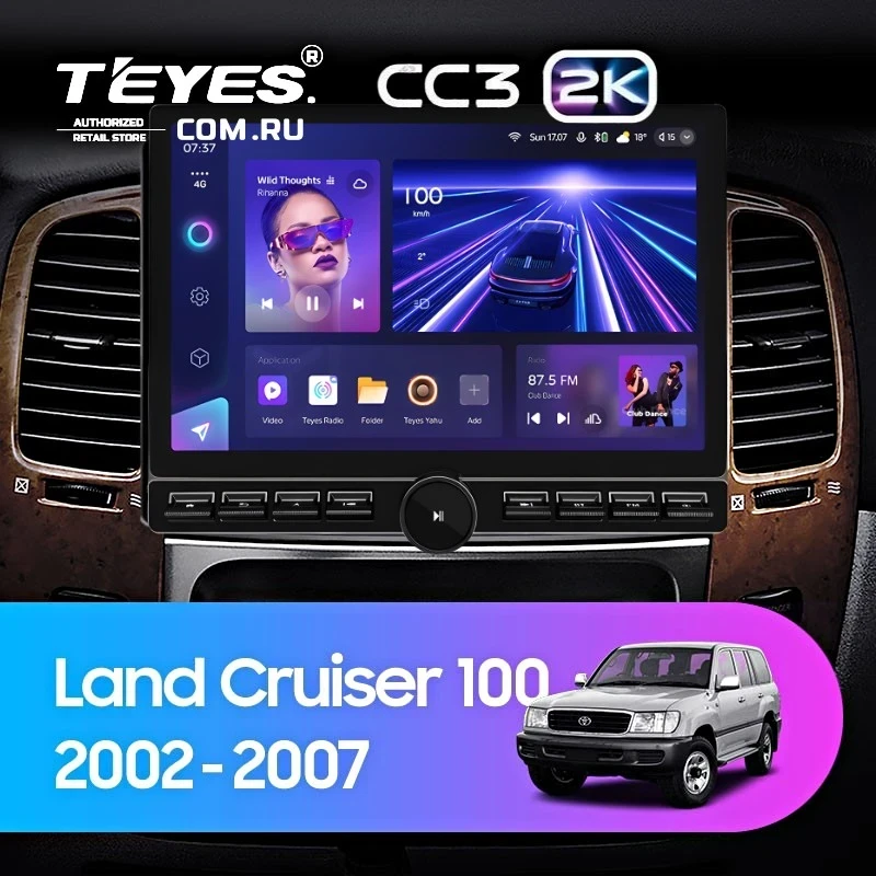 Штатная магнитола Teyes CC3 2K 6/128 Toyota Land Cruiser LC 100 / LC 105 (2002-2007) Тип-A (13" с кнопками)