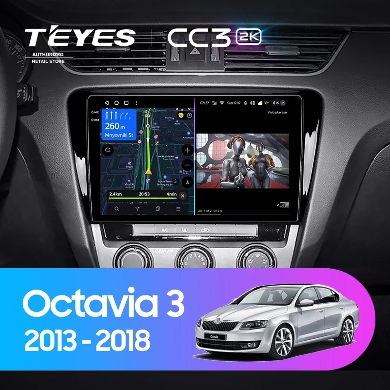 Штатная магнитола Teyes CC3 2K 360 6/128 Skoda Octavia 3 A7 (2013-2018) Тип-B