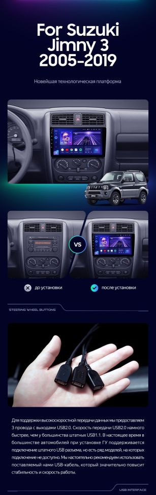Штатная магнитола Teyes CC3 2K 360 6/128 Suzuki Jimny 3 (2005-2019)
