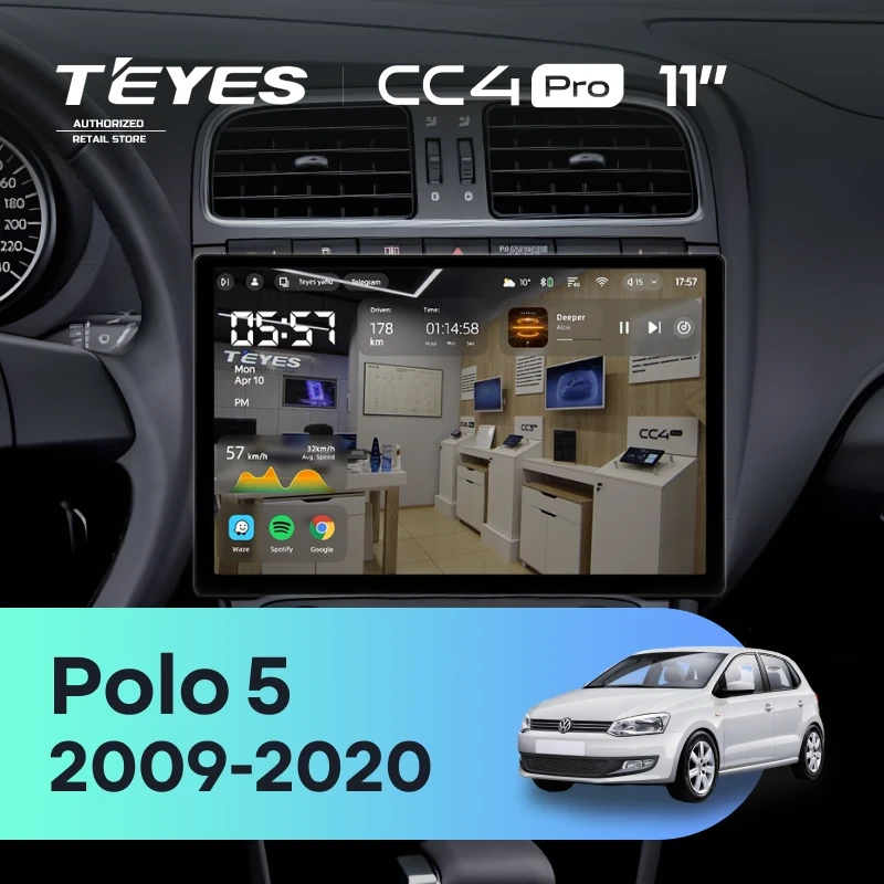 Штатная магнитола Teyes CC4 Pro 8/128 Volkswagen Polo 5 (2008-2020) (11") (матовая)