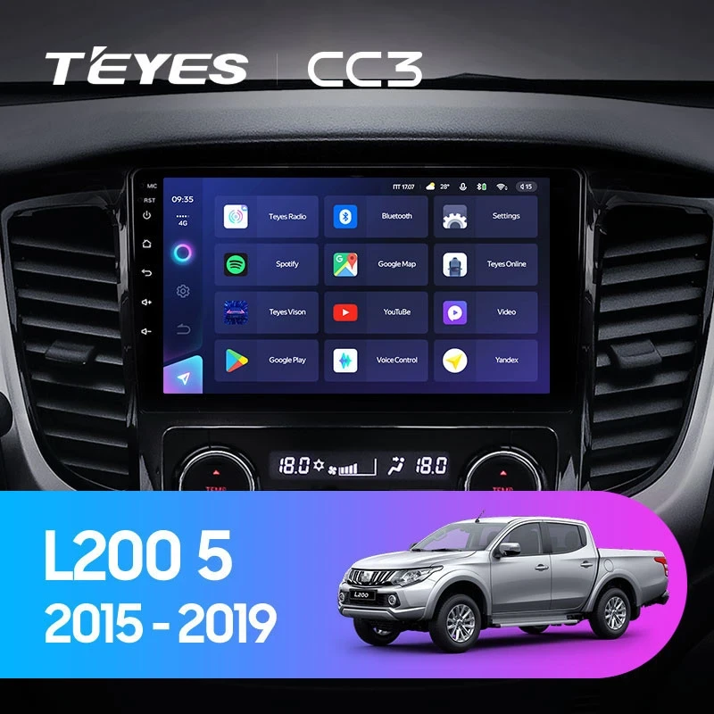 Штатная магнитола Teyes CC3 6/128 Mitsubishi L200 5 (2015-2019) климат контроль F2