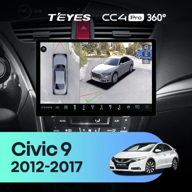 Штатная магнитола Teyes CC4 Pro 360 8/128 Honda Civic 9 FK FB (2012-2017) (11")
