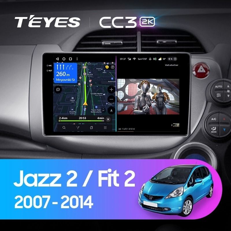 Штатная магнитола Teyes CC3 2K 4/64 Honda Jazz 2 GG (2007-2014) Правый руль