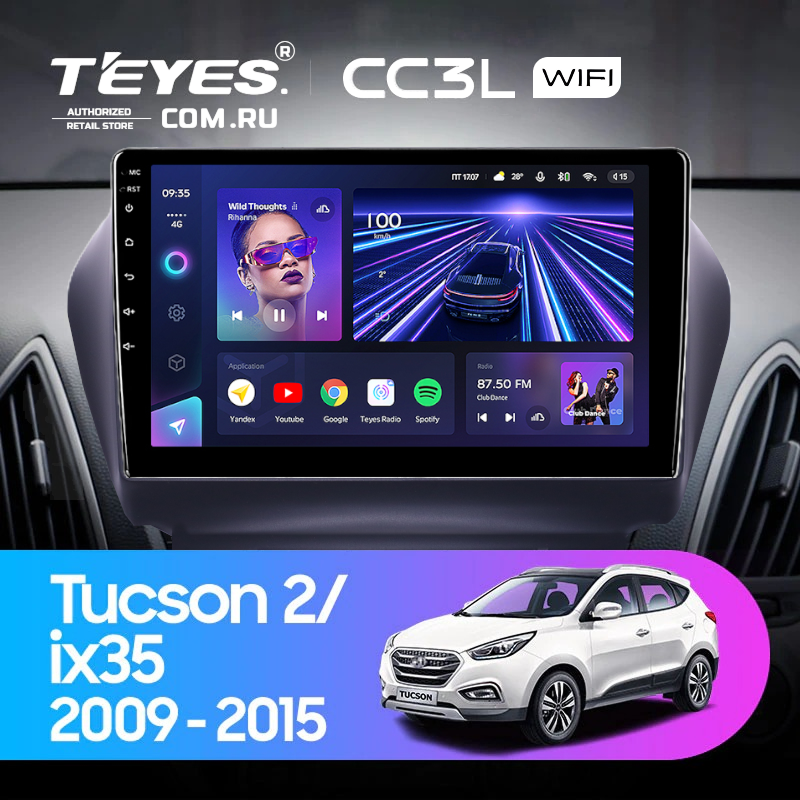 Штатная магнитола Teyes CC3L WiFi 2/32 Hyundai ix35 (2009-2015) (Tucson 2) Тип-C (10")
