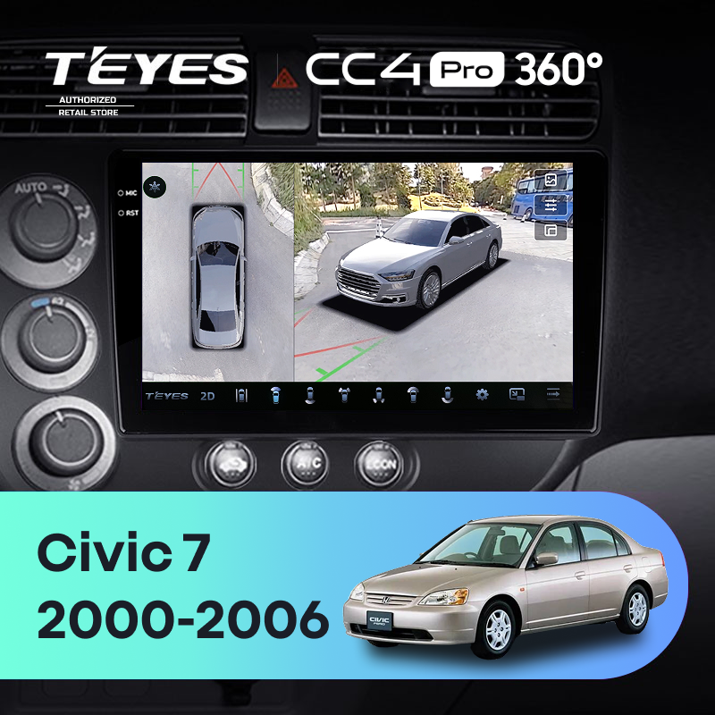 Штатная магнитола Teyes CC4 Pro 360 12/256 Honda Civic 7 (2000-2006) F1