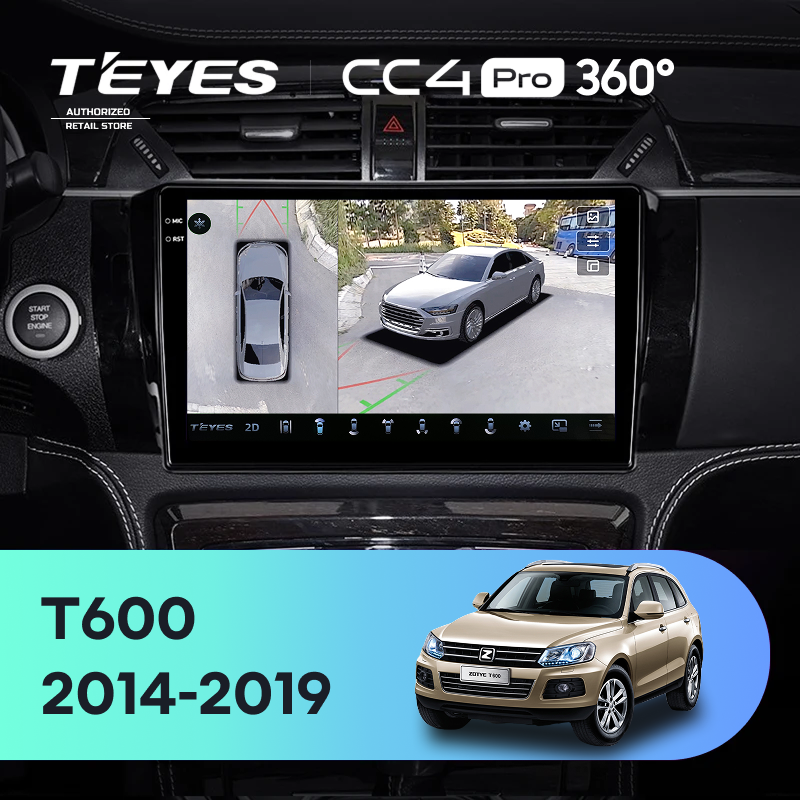Штатная магнитола Teyes CC4 Pro 360 12/256 Zotye T600 (2014-2019)