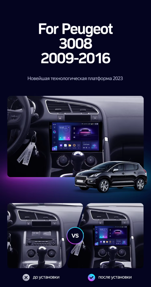 Штатная магнитола Teyes CC3 2K 4/64 Peugeot 3008 1 (2009-2016) F2