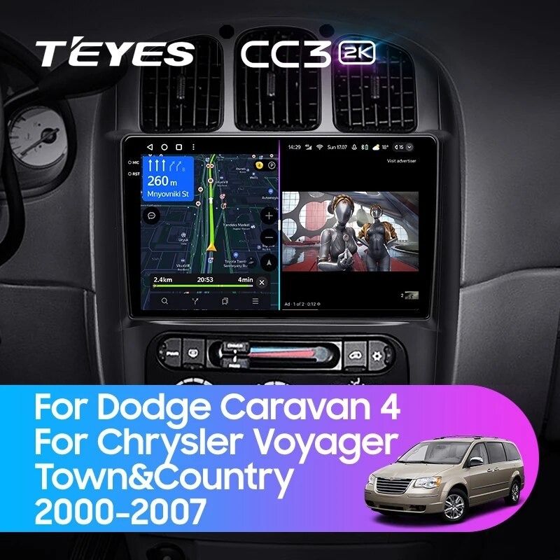 Штатная магнитола Teyes CC3 2K 4/32 Chrysler Town &amp; Country 4 RS (2000-2007) Тип-B
