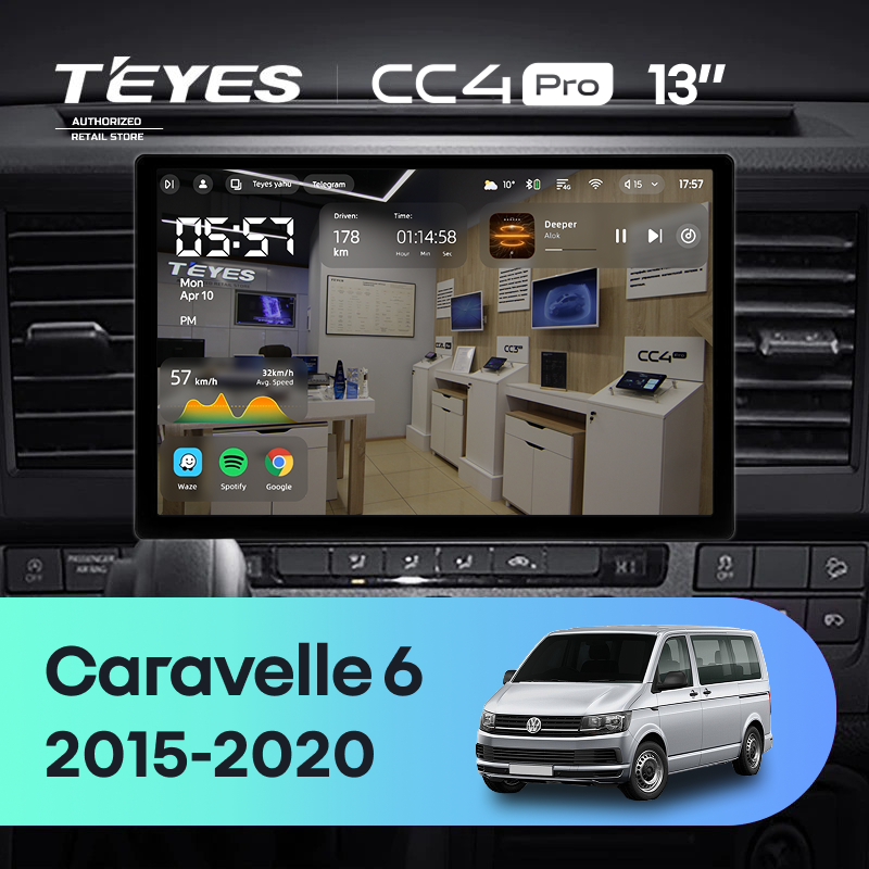 Штатная магнитола Teyes CC4 Pro 8/128 Volkswagen Caravelle T6 (2015-2020) (13")