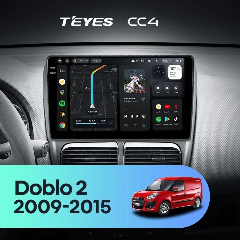 Штатная магнитола Teyes CC4 8/128 Fiat Doblo 2 263 (2009-2015)