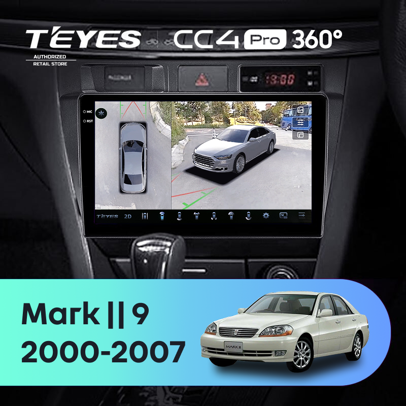 Штатная магнитола Teyes CC4 Pro 360 8/128 Toyota Mark II 9 X100 (2000-2007) F1