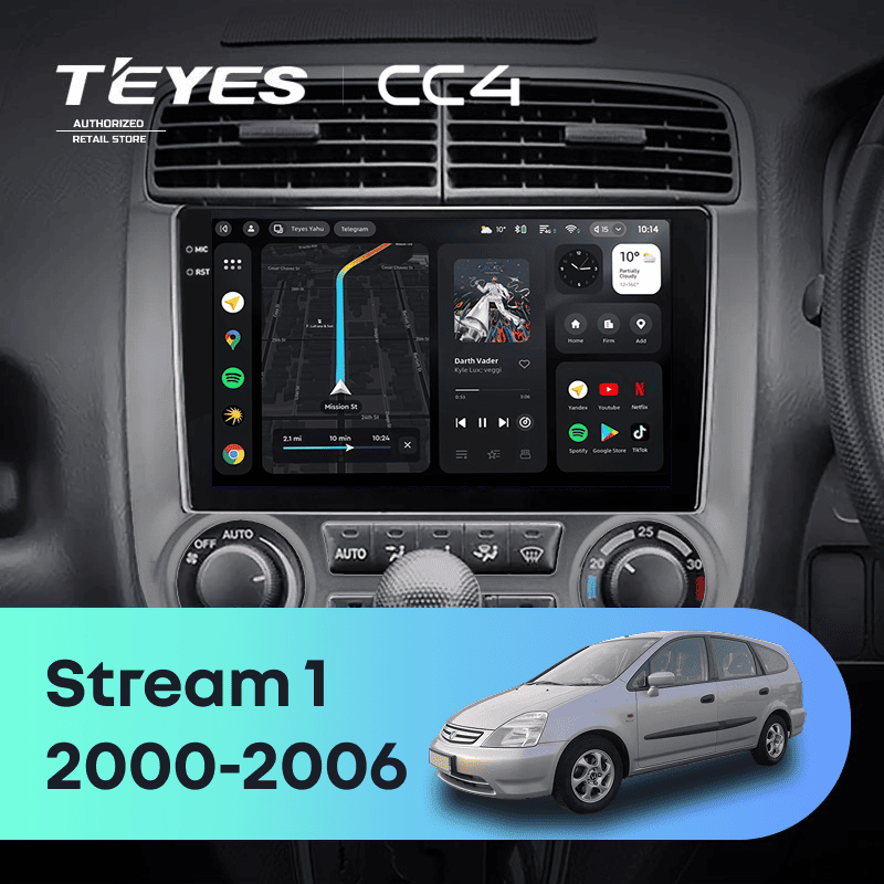 Штатная магнитола Teyes CC4 6/64 Honda Stream 1 (2000-2006) F2