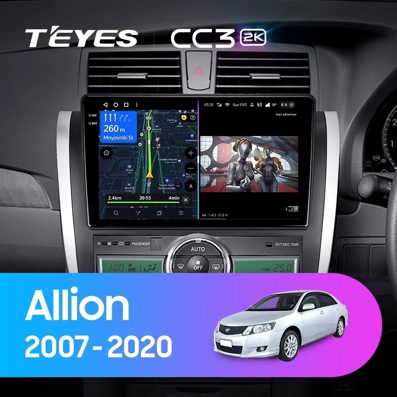 Штатная магнитола Teyes CC3 2K 4/32 Toyota Allion T260 (2007-2020) Правый руль
