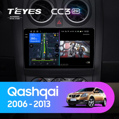 Штатная магнитола Teyes CC3 2K 6/128 Nissan Qashqai 1 J10 (2006-2013) F1