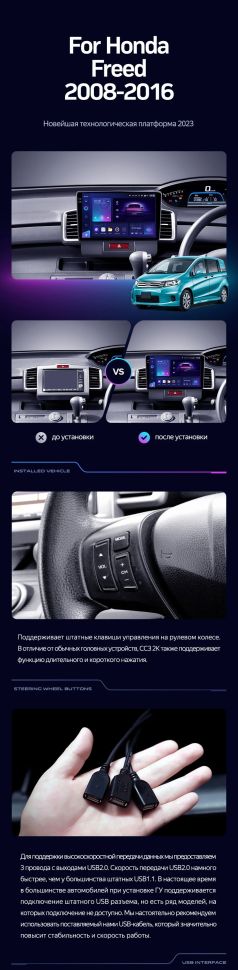 Штатная магнитола Teyes CC3 2K 4/32 Honda Freed 1 (2008-2016) Правый руль
