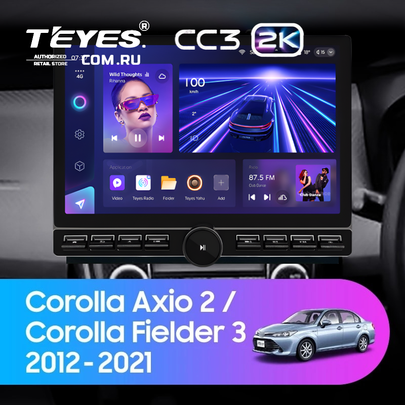 Штатная магнитола Teyes CC3 2K 6/128 Toyota Corolla Axio 2 E160 (2012-2021) (13" с кнопками)