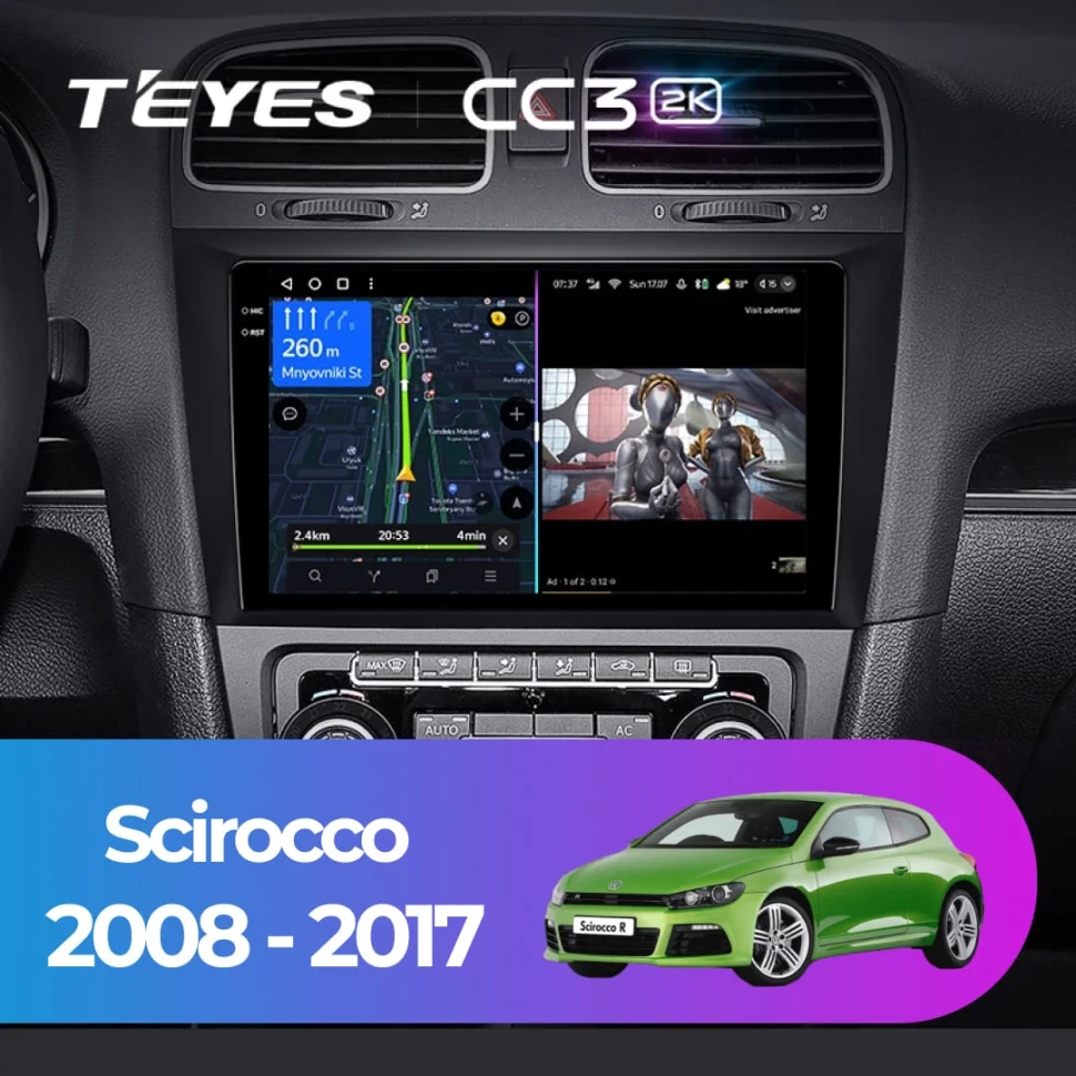 Штатная магнитола Teyes CC3 2K 4/32 Volkswagen Scirocco (2008-2017)