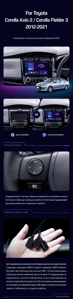 Штатная магнитола Teyes CC3 2K 6/128 Toyota Corolla Axio 2 E160 (2012-2021)