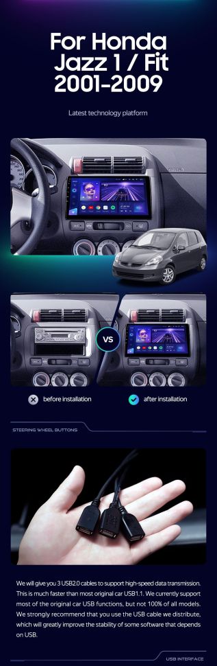 Штатная магнитола Teyes CC3L 4/32 Honda Jazz 1 (2001-2009)