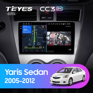 Штатная магнитола Teyes CC3 2K 6/128 Toyota Yaris Sedan (2005-2012)