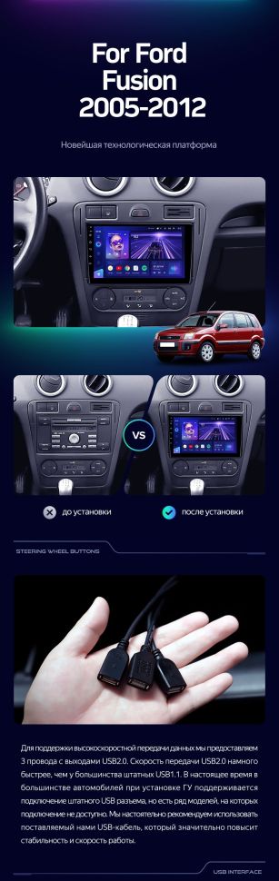 Штатная магнитола Teyes CC3 2K 6/128 Ford Fusion 1 (2005-2012)