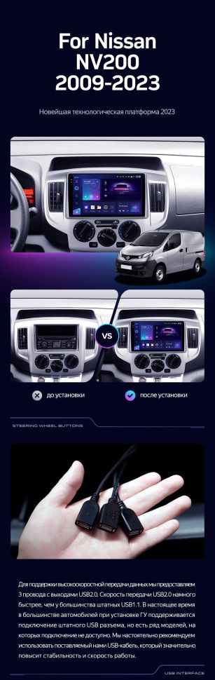 Штатная магнитола Teyes CC3L 4/32 Nissan NV200 M20 (2009-2023)