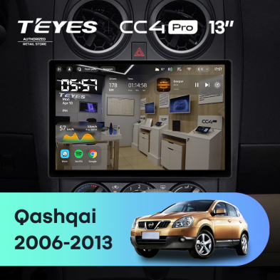 Штатная магнитола Teyes CC4 Pro 8/128 Nissan Qashqai 1 J10 (2006-2013) F1 (13")