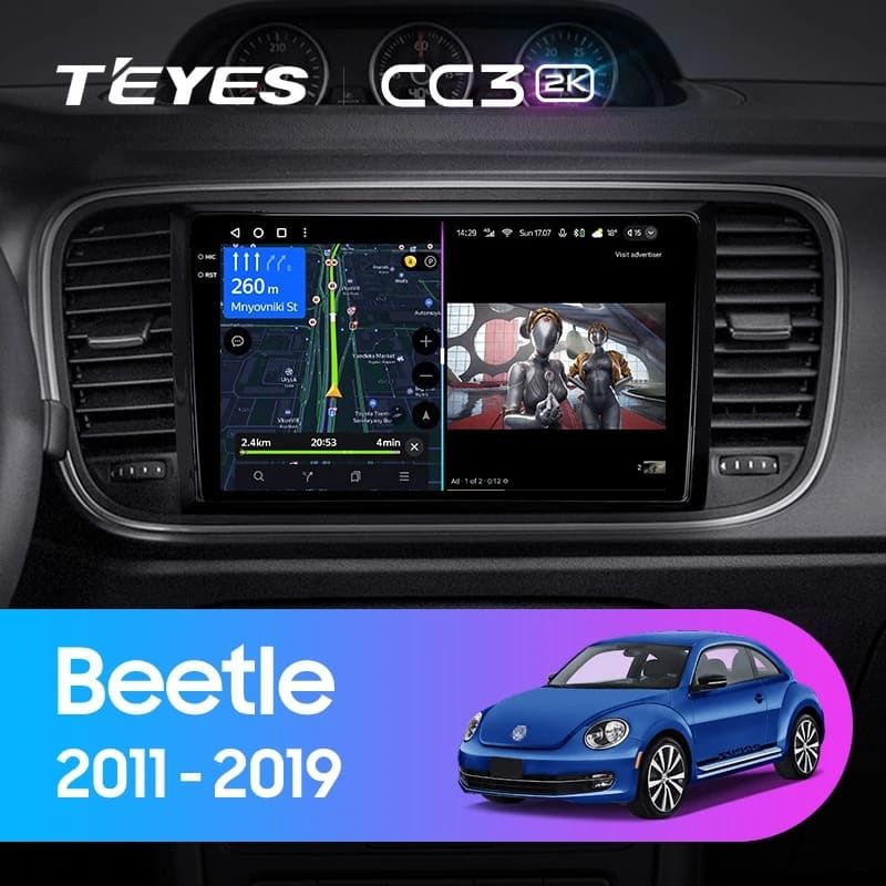 Штатная магнитола Teyes CC3 2K 360 6/128 Volkswagen Beetle A5 (2011-2019) (10 inch Universal)