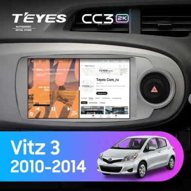 Штатная магнитола Teyes CC3 2K 6/128 Toyota Vitz 3 (2010-2014) Правый руль