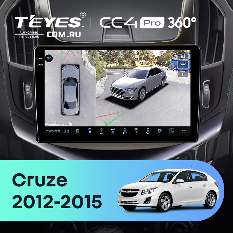 Штатная магнитола Teyes CC4 Pro 360 8/128 Chevrolet Cruze J300 J308 (2012-2015) (черная)