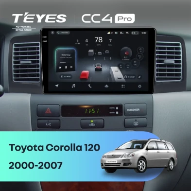 Штатная магнитола Teyes CC4 Pro 8/128 Toyota Corolla 120 (2000-2007) (черная) F1