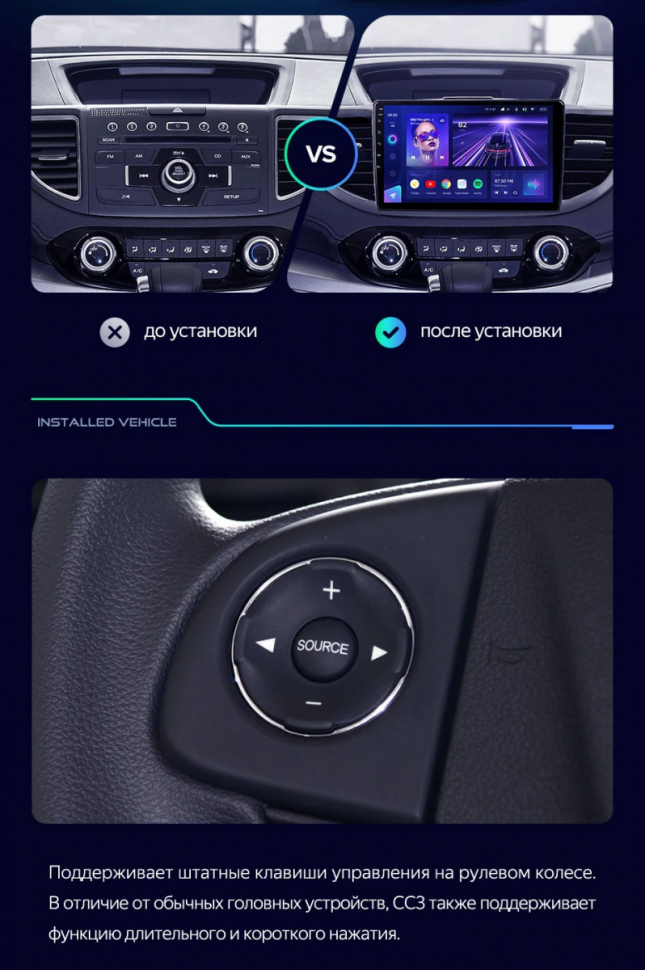 Штатная магнитола Teyes CC3 2K 4/64 Honda CR-V 4 RM RE (2011-2018) Тип-B