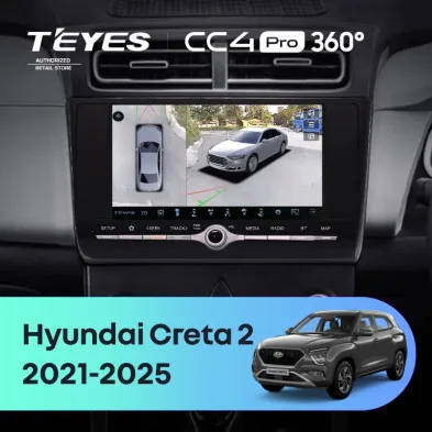 Штатная магнитола Teyes CC4 Pro 360 8/128 Hyundai Creta 2 (2021-2025) с кнопками