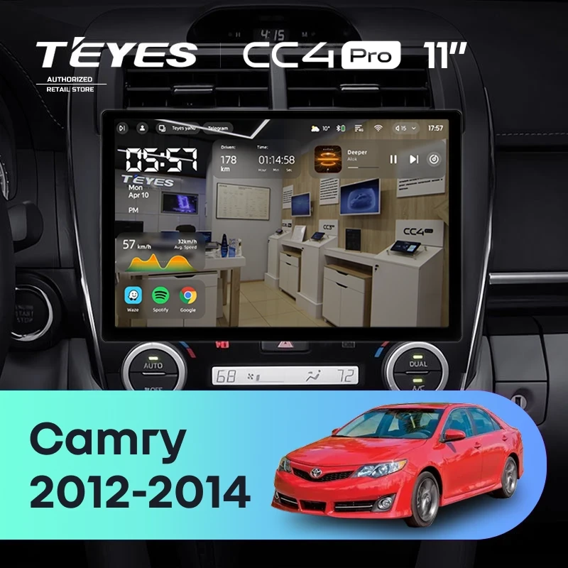 Штатная магнитола Teyes CC4 Pro 8/128 Toyota Camry 7 XV 50 55 (2012-2014) Америка (11")