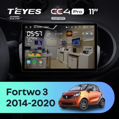 Штатная магнитола Teyes CC4 Pro 8/128 Mercedes-Benz Smart Fortwo 3 C453 A453 W453 (2014-2020) (11")
