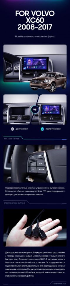 Штатная магнитола Teyes CC3 4/32 Volvo XC60 I 1 (2013-2017) Тип-B