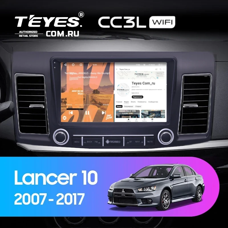 Штатная магнитола Teyes CC3L WiFi 2/32 Mitsubishi Lancer 10 (2007-2017) F3 с кнопками Тип-A