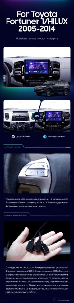 Штатная магнитола Teyes CC3 2K 4/64 Toyota Fortuner (2005-2007) F2