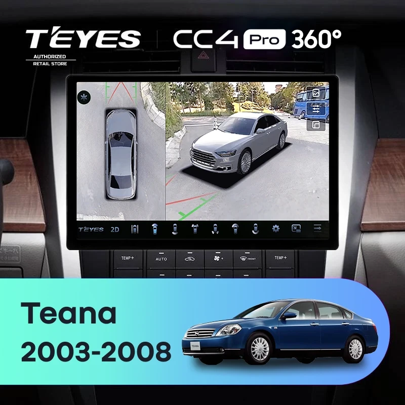 Штатная магнитола Teyes CC4 Pro 360 12/256 Nissan Teana J31 (2003-2008) F2 (11")