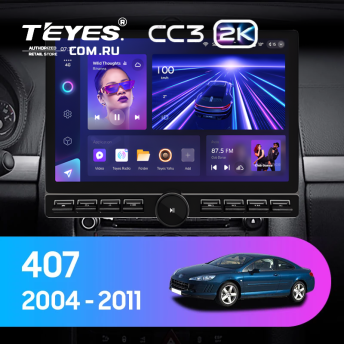 Штатная магнитола Teyes CC3 2K 6/128 Peugeot 407 (2004-2011) F2 (13" с кнопками)