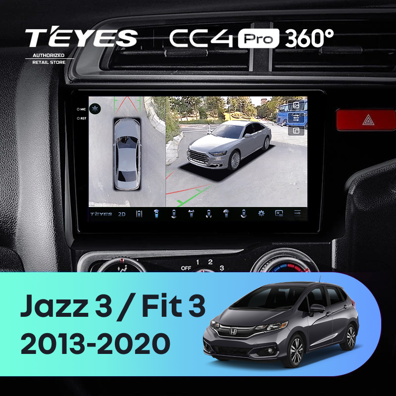 Штатная магнитола Teyes CC4 Pro 360 8/128 Honda Fit 3 GP GK (2013-2020) Тип-B Правый руль