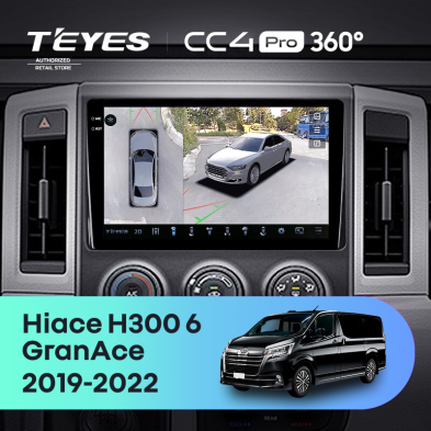Штатная магнитола Teyes CC4 Pro 360 8/128 Toyota Hiace H300 VI (2019-2022) Тип-A