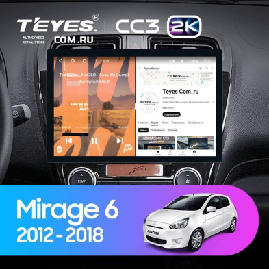 Штатная магнитола Teyes CC3 2K 4/64 Mitsubishi Mirage 6 (2012-2018) (11&quot;)