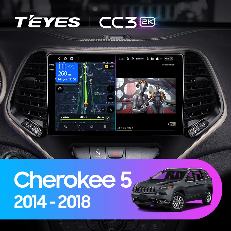 Штатная магнитола Teyes CC3 2K 6/128 Jeep Cherokee 5 KL (2014-2018)