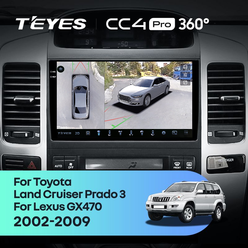 Штатная магнитола Teyes CC4 Pro 360 8/128 Toyota Land Cruiser Prado 120 (2002-2009) F3