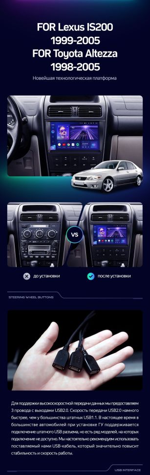 Штатная магнитола Teyes CC3 4/32 Lexus IS200 XE10 (1999-2005)