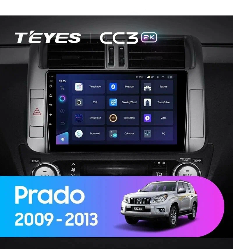 Штатная магнитола Teyes CC3 2K 6/128 Toyota Land Cruiser Prado 150 (2009-2013) F2 Тип-A