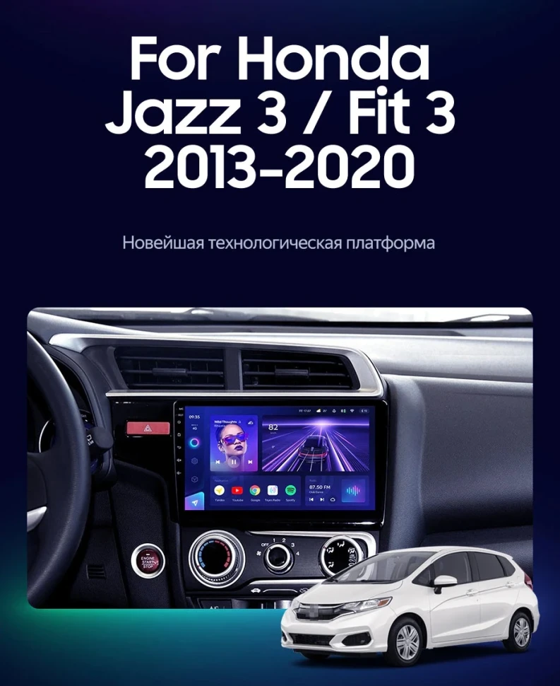 Штатная магнитола Teyes CC3 2K 360 6/128 Honda Jazz 3 (2013-2020) Тип-A