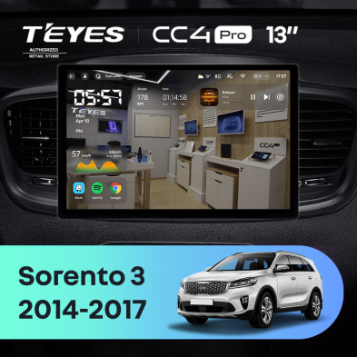 Штатная магнитола Teyes CC4 Pro 8/128 Kia Sorento 3 Prime (2014-2017) Тип-A (13")